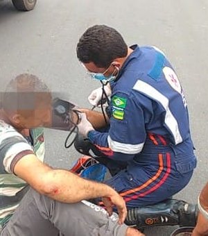 Motociclista fica ferido após colidir em carro, em Arapiraca
