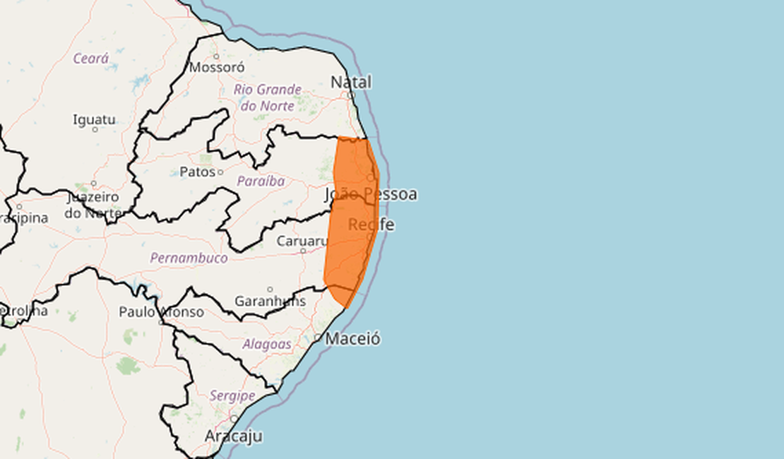 Inmet alerta para chuvas e ventos intensos em municípios alagoanos