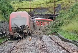 Deslizamento de terra atinge trem da CPTM, que descarrilou e paralisa parte da Linha 7-Rubi neste sábado