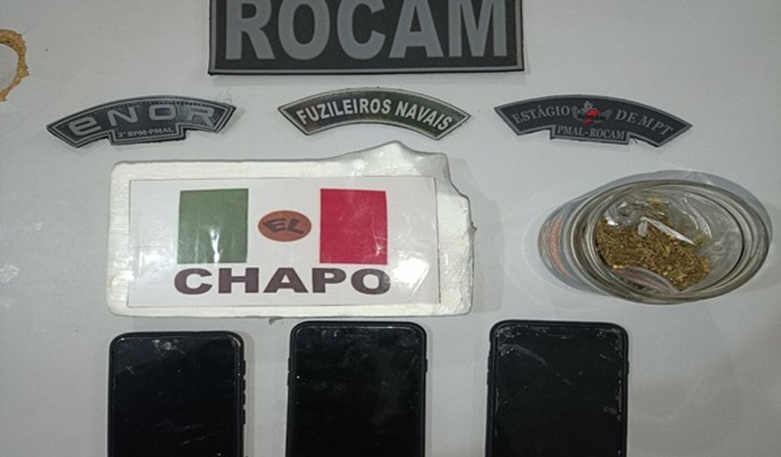 Rocam prende jovens por tráfico e consumo de drogas, em Arapiraca