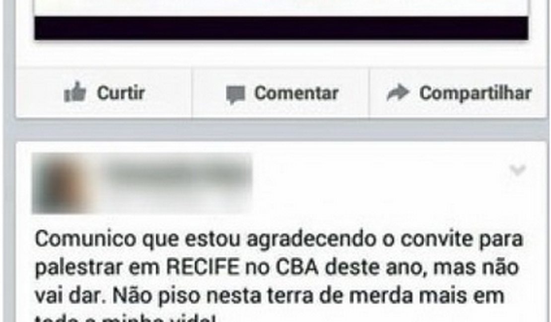 Palestra de médico é cancelada em PE depois de postagem preconceituosa