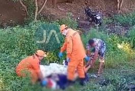 Motociclista fica ferido após cair em ribanceira, ao lado da linha do trem, em Arapiraca; assista