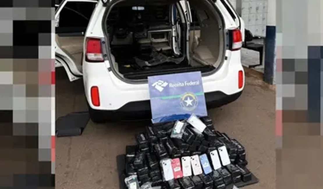 Receita apreende R$ 1,4 milhão em iPhones em fundo falso de carro