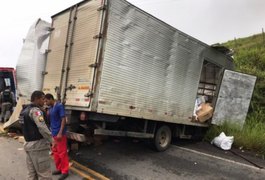 Motorista fica ferido após caminhão perder o freio em trecho da AL-110, em Viçosa