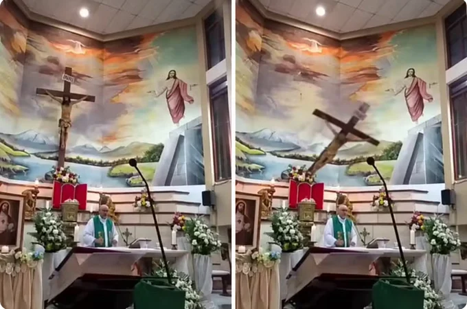VÍDEO: Padre morre após cruz cair sobre sua cabeça durante transmissão ao vivo de uma missa no Equador