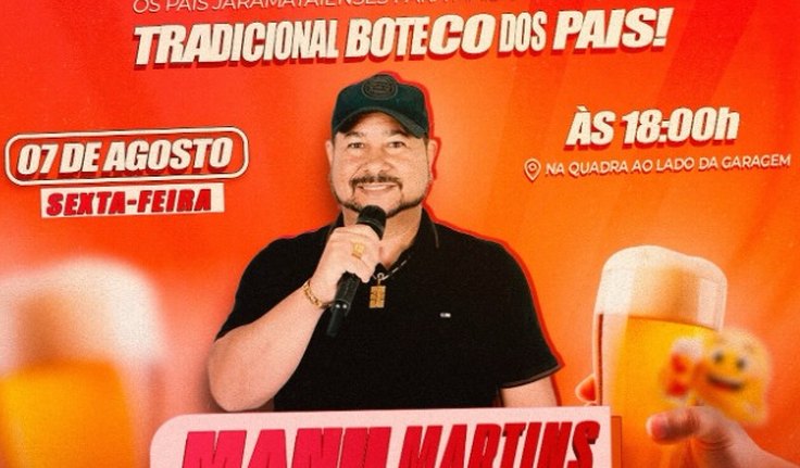 Prefeito Ricardo Paranhos anuncia tradicional Boteco dos Pais, com show do Zezo Alagoano, ﻿em Jaramataia