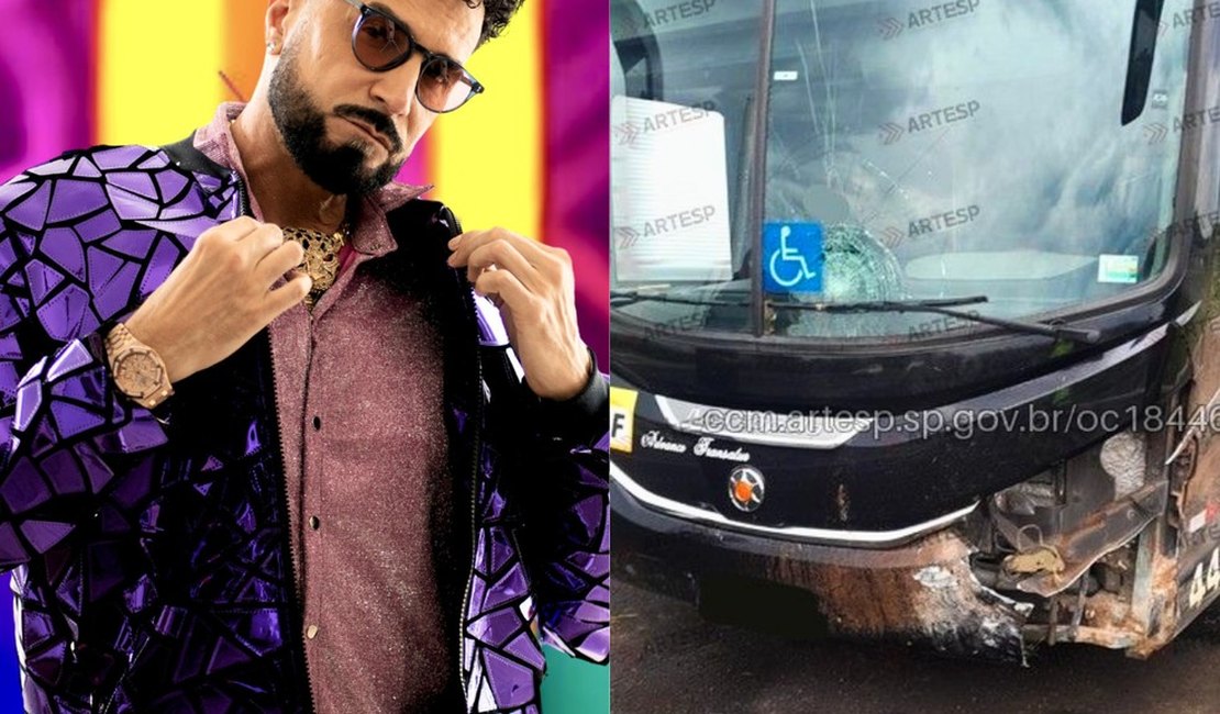 Cantor Latino e equipe sofrem acidente de ônibus em rodovia no interior de SP