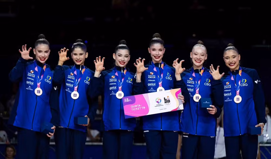 Brasil é bronze no conjunto do Mundial de ginástica rítmica e fatura vaga nas Olimpíadas