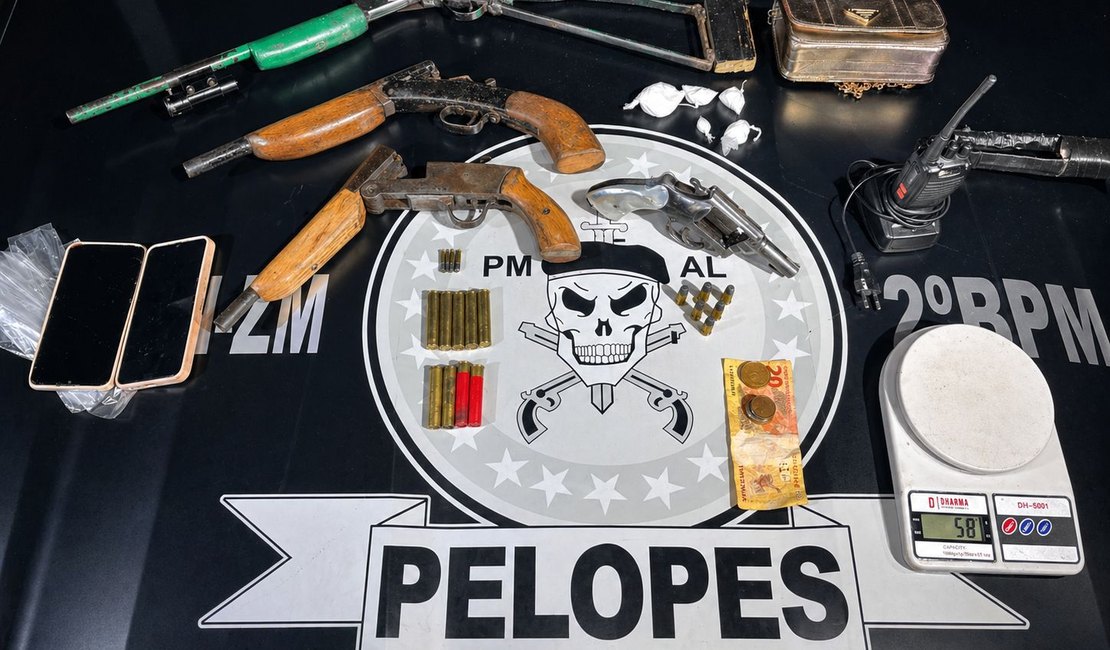 2º BPM PELOPES realiza duas prisões por porte ilegal de arma e tráfico em Murici e União dos Palmares