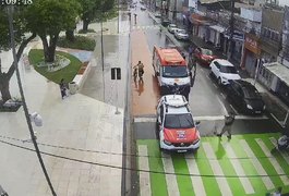 Câmeras da SSP flagram agressão na Praça Deodoro e PM prende suspeito