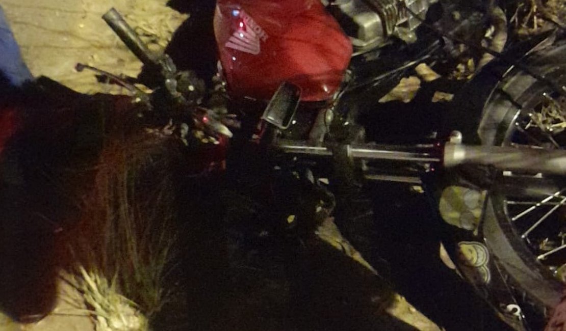 Motocicleta colide contra cavalo e duas pessoas ficam feridas, em Arapiraca