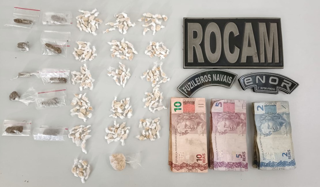 Homem de 25 anos é preso com 155 pedras de crack e 10 bombinhas de maconha, em Arapiraca