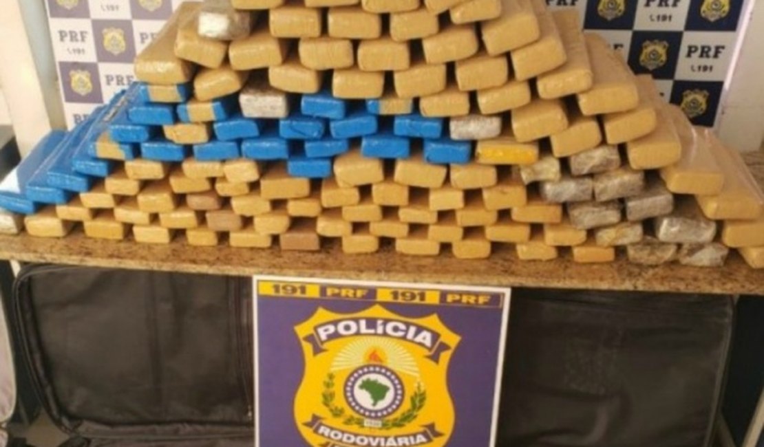Polícia apreende quase 100 kg de maconha em ônibus que partiu da Bahia com destino a Arapiraca