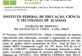 CONCURSO IFAL 2016: Banca e vagas definidas.