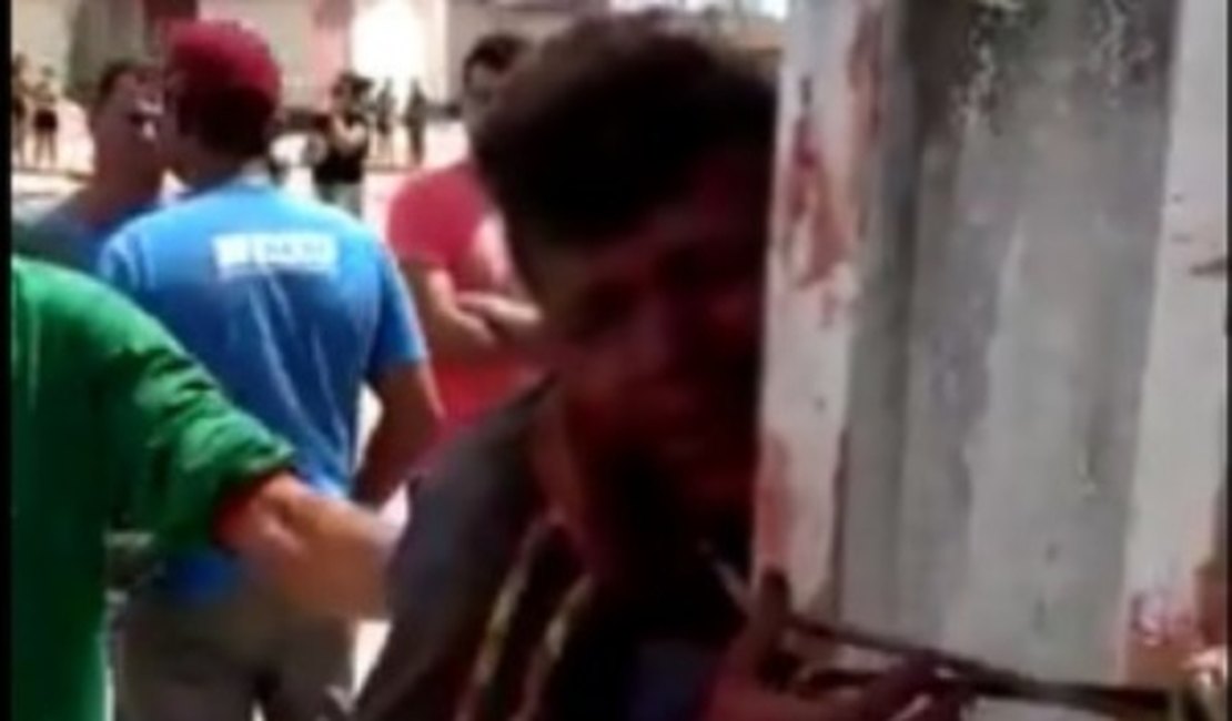 Suspeito de assalto é amarrado e espancado por populares em União dos Palmares
