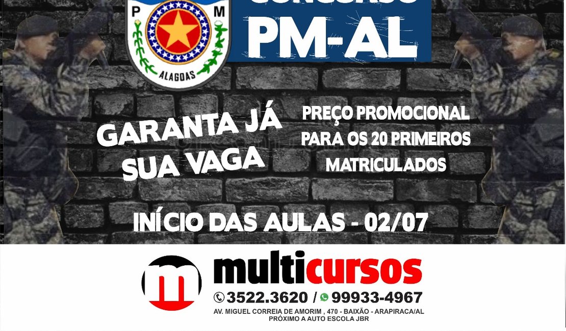 Multicursos oferece capacitação para concurso da PM de Alagoas