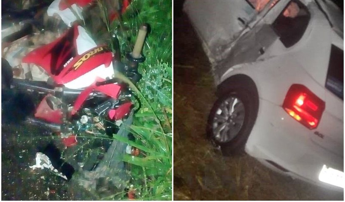 Colisão entre carro e moto deixa duas pessoas mortas em Boca da Mata