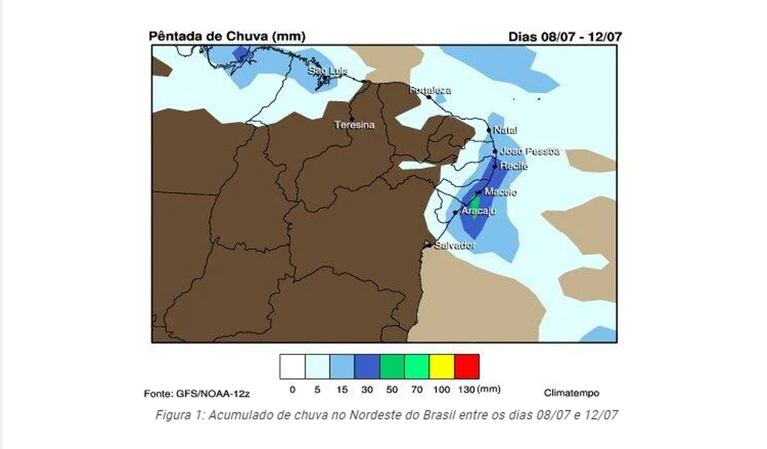 Intensidade de chuva diminui no nordeste; veja a previsão para as regiões de Alagoas