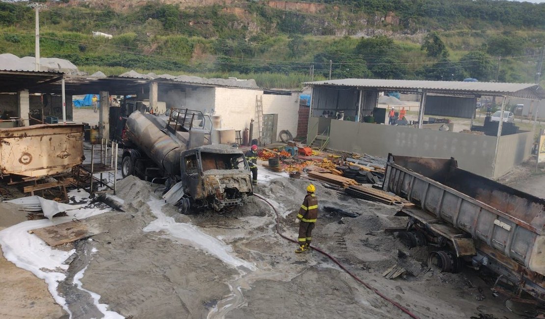 Tanque de pedreira explode, causa incêndio e funcionário fica ferido, em Alagoas