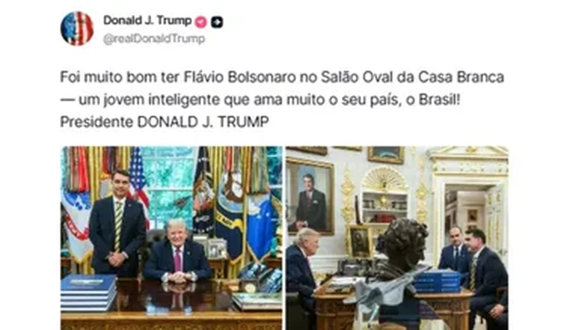 Após anunciar novo tarifaço, Trump se manifesta sobre encontro e elogia Flávio Bolsonaro