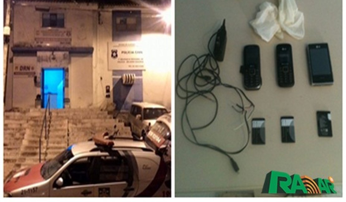 Policiais encontram celulares durante revista na delegacia de Delmiro Gouveia