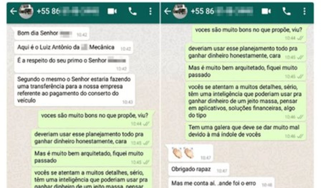 Vítima escapa de golpe pelo WhatsApp e bandido questiona onde errou