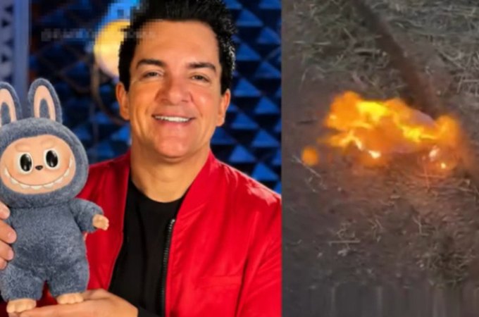 Esposa de Regis Danese queima boneco Labubu após incêndio em casa: 'Nenhum mal terá poder'
