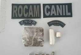 Com a ajuda de cão farejador, policiais apreendem barra de maconha no Brisa do Lago