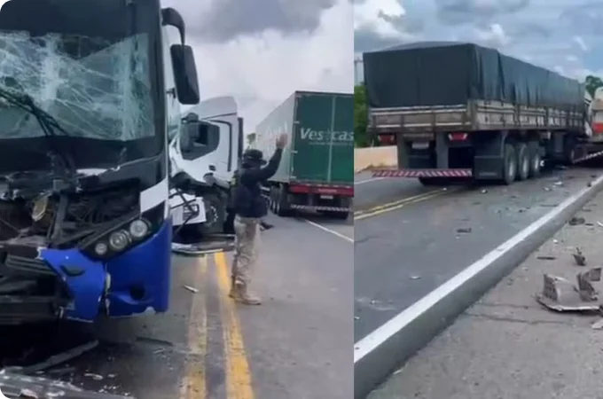 Motorista e sete pessoas da mesma família ficam feridas em acidente no Ceará; romeiros seguiam de Alagoas para Juazeiro do Norte