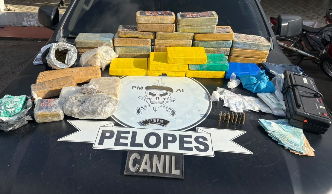 Pelopes apreende mais de 35 kg de drogas e 14 munições durante operação na AL-110