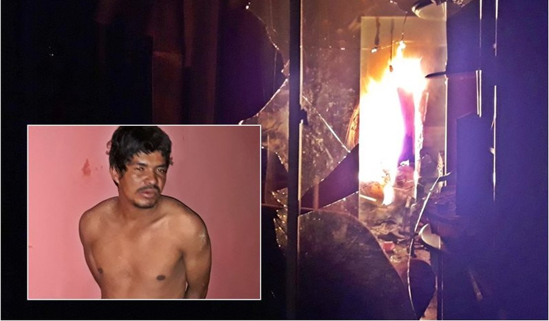 Homem ateia fogo na própria residência com as filhas dentro, em São Miguel dos Campos