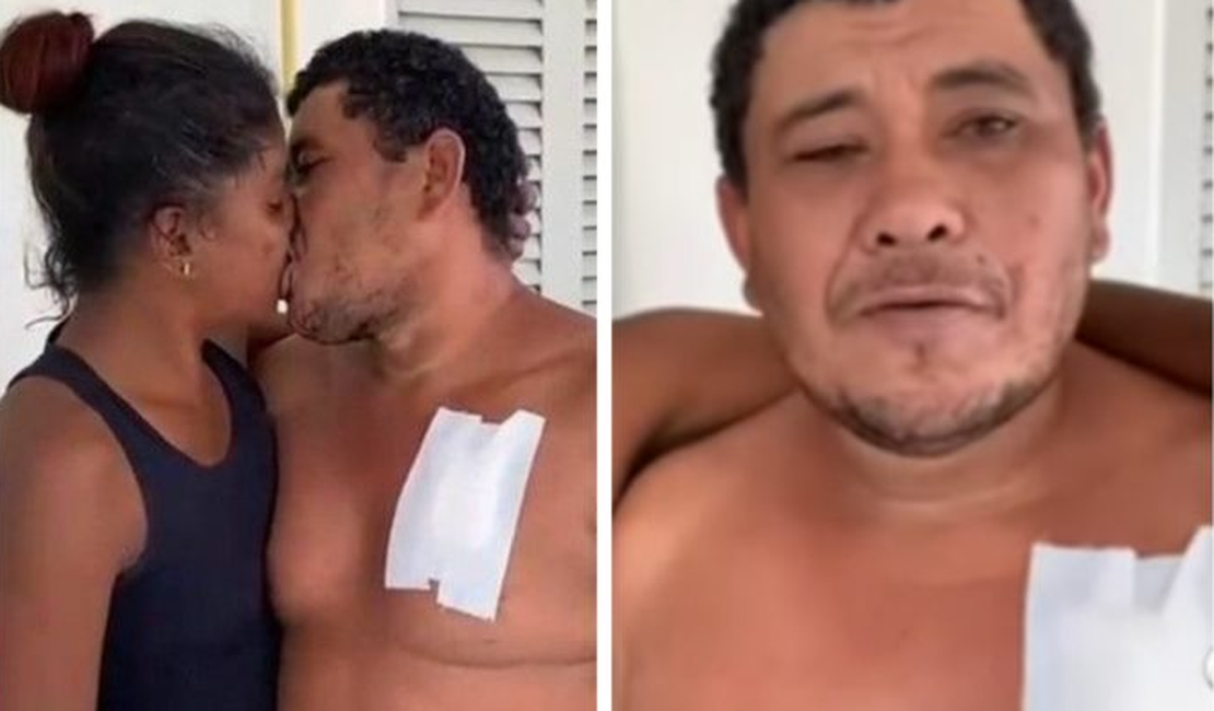Após briga motivada por ciúmes, homem leva facada da esposa e perdoa ela com beijo
