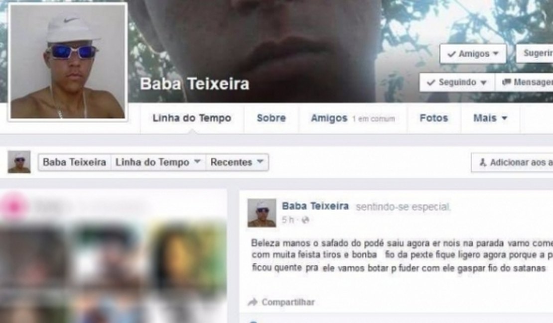 Jovem comemora saída de secretário de segurança de Alagoas em rede social