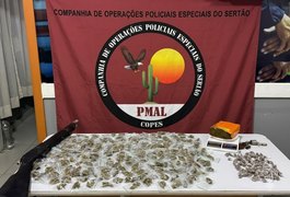 Polícia Militar apreende duas armas de fogo e 370 papelotes de maconha em Água Branca