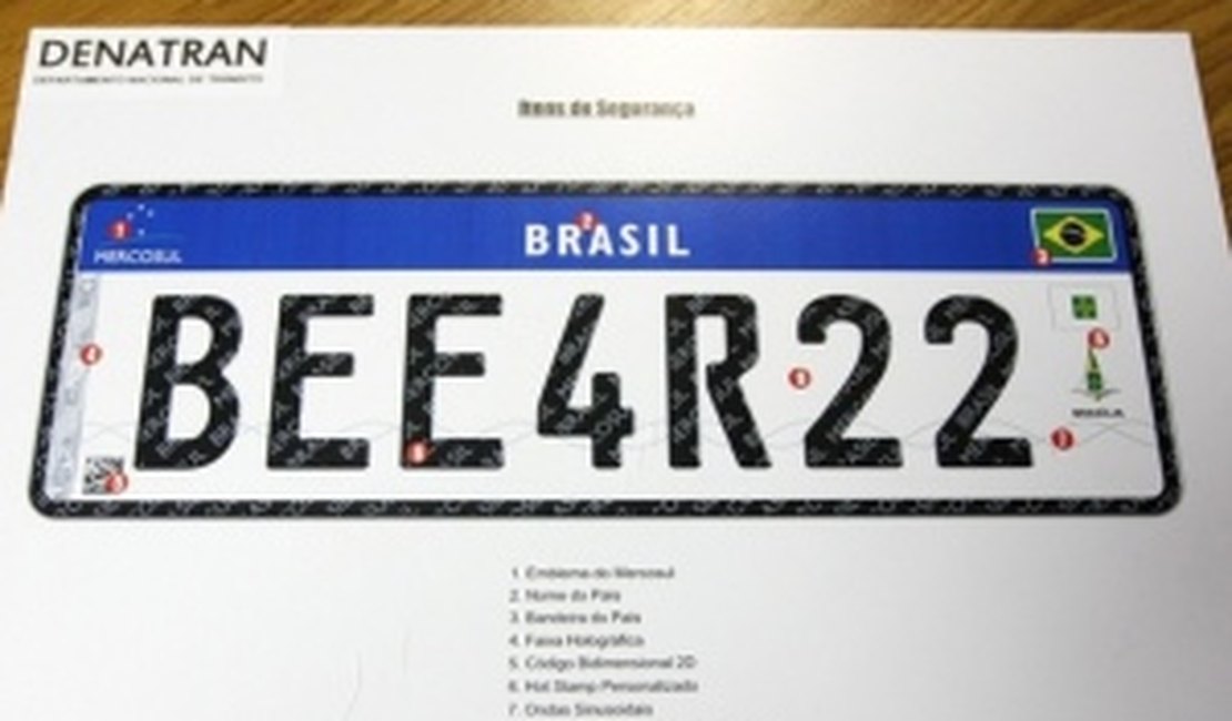 Novo modelo de placa de carro deve ser adotado em Alagoas no fim do ano