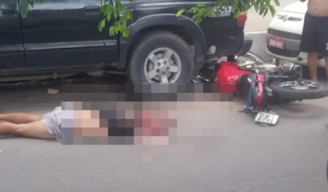 Motociclista morre após acidente envolvendo carro e caminhão no bairro Petrópolis, em Maceió