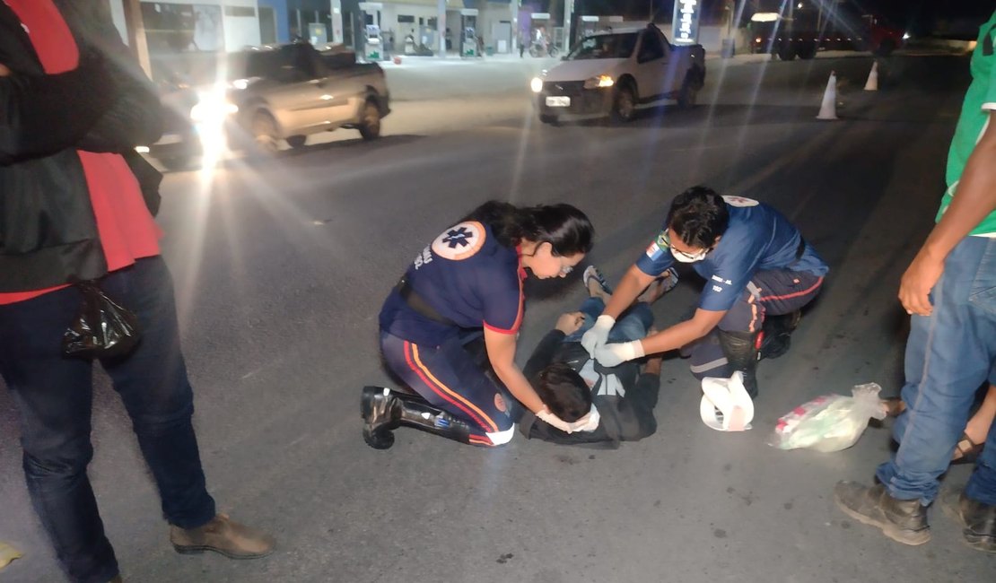 Motociclista fica ferido após queda na AL 110, em Arapiraca