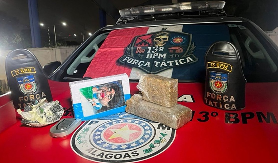Força Tática do 13° BPM apreende grande quantidade de maconha e cocaína no Feitosa