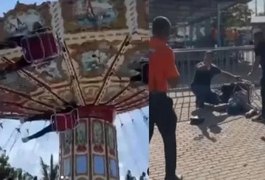 Mulher fica gravemente ferida após queda de brinquedo em parque de diversões