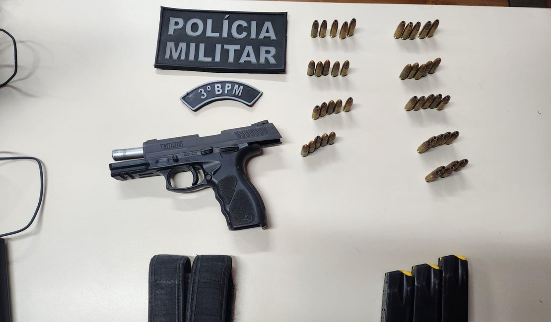 Homem é preso com pistola, três carregadores e 45 munições durante abordagem policial em Craíbas