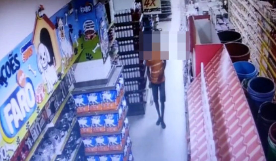 Câmeras flagram homem furtando produto dentro de supermercado em Arapiraca