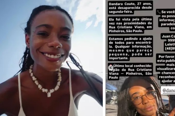 Modelo Dandara Couto desaparece em bairro nobre de São Paulo