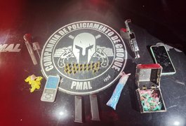 PM combate o tráfico e apreende drogas e três armas de fogo em cidades alagoanas