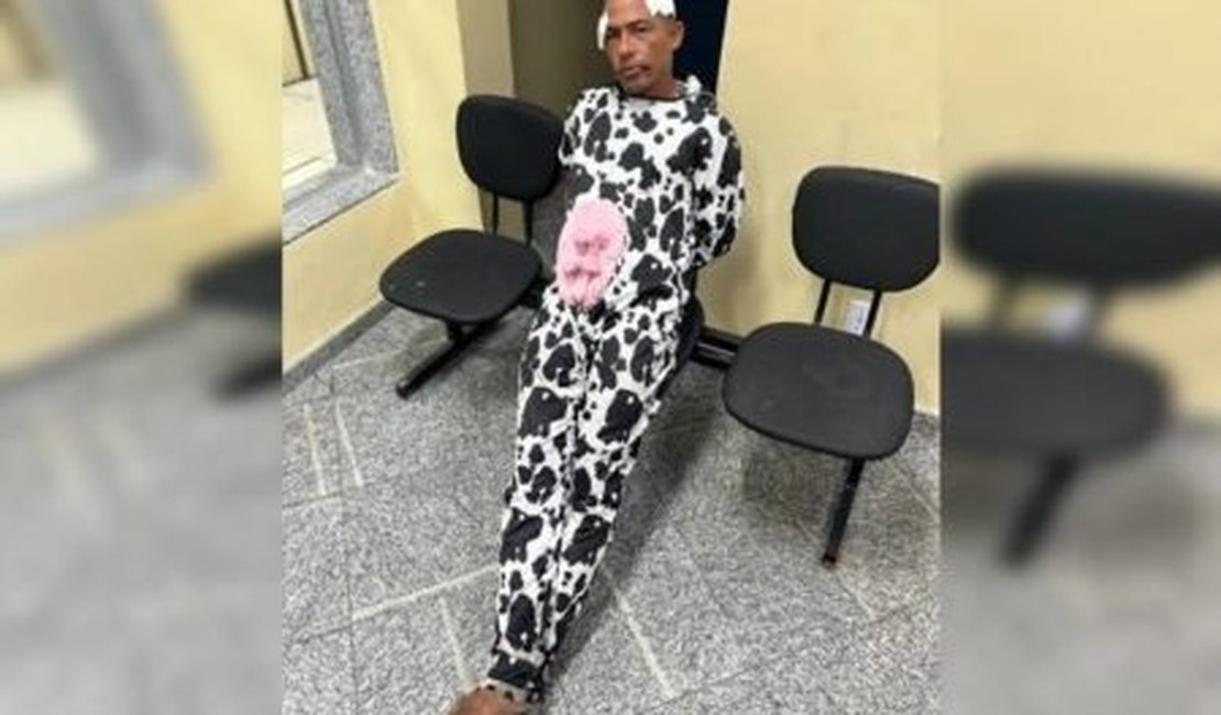Fantasiado de vaca, ladrão tenta furtar mulher e apanha de populares no Rio de Janeiro