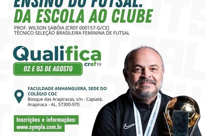 Técnico da Seleção Brasileira Feminina de Futsal fará curso em Arapiraca neste fim de semana