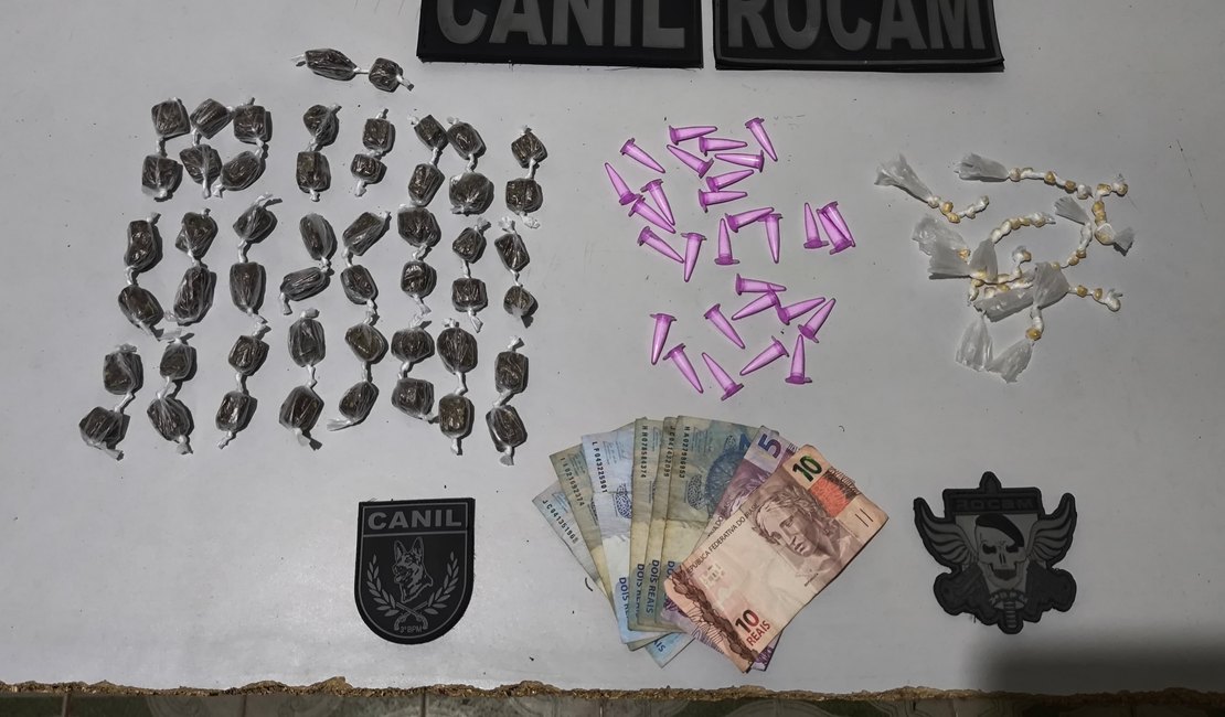 Suspeito é preso por tráfico de drogas após tentar se desfazer de entorpecentes em Canafístula, em Arapiraca