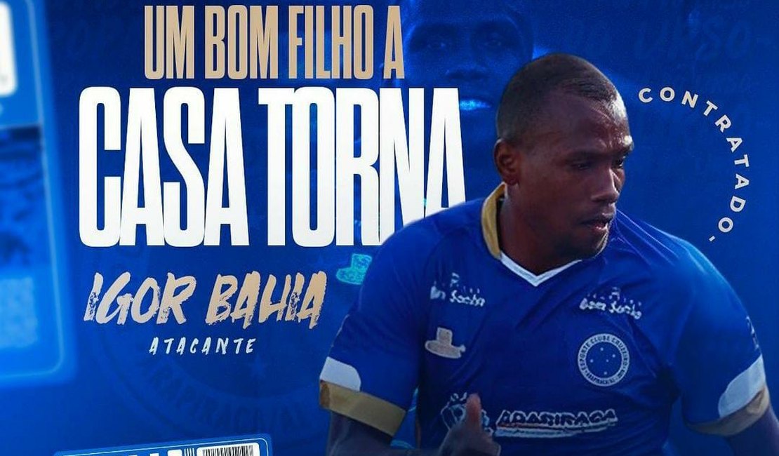 Cruzeiro de Arapiraca anuncia retorno do atacante Igor Bahia