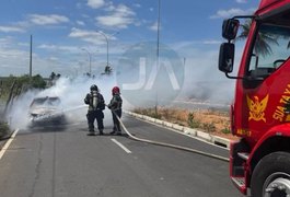 VÍDEO. Veículo pega fogo e fica completamente destruído no bairro João Paulo II, em Arapiraca