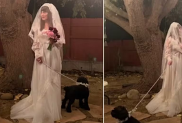 Cantora revela nas redes sociais que se casou com o próprio cachorro