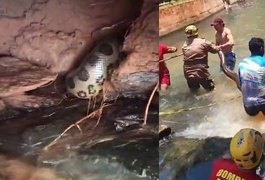 Bombeiros capturam sucuri de 5 metros em balneário em Goiás